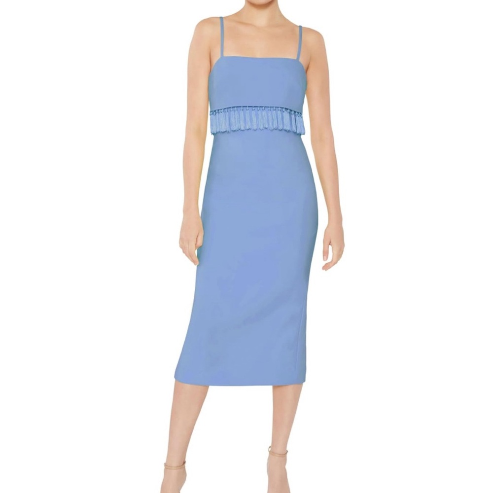 Likely Womens Paola Tassel Midi Dress Wedgewood NWT